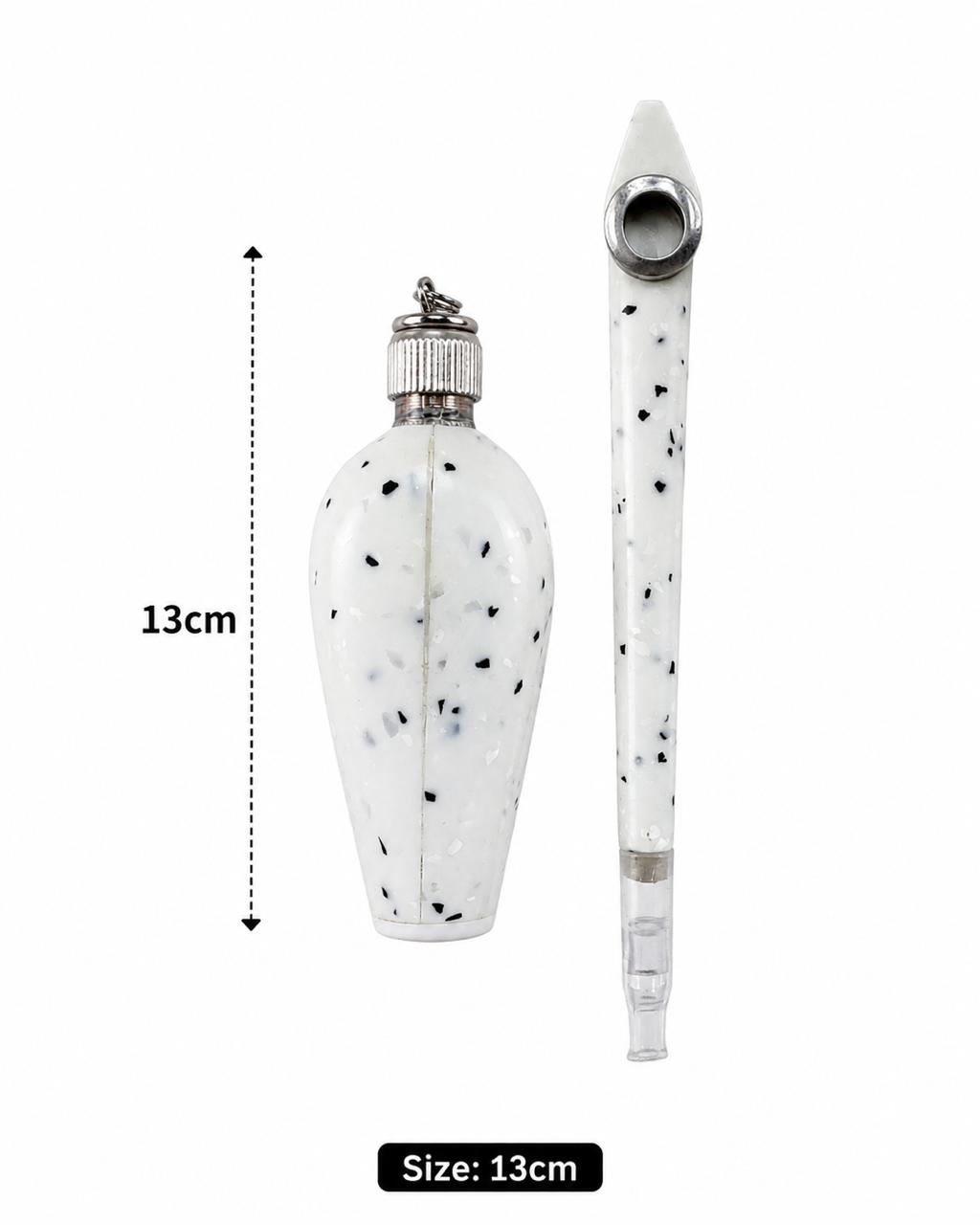 Terrazzo resin dokha pipe silver ring set