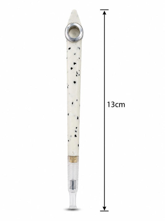 Handmade terrazzo resin white speckled medwakh pipe and snuff bottle set 13cm