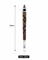 Handmade spiral-carved twisted wood medwakh pipe and bottle set 13cm