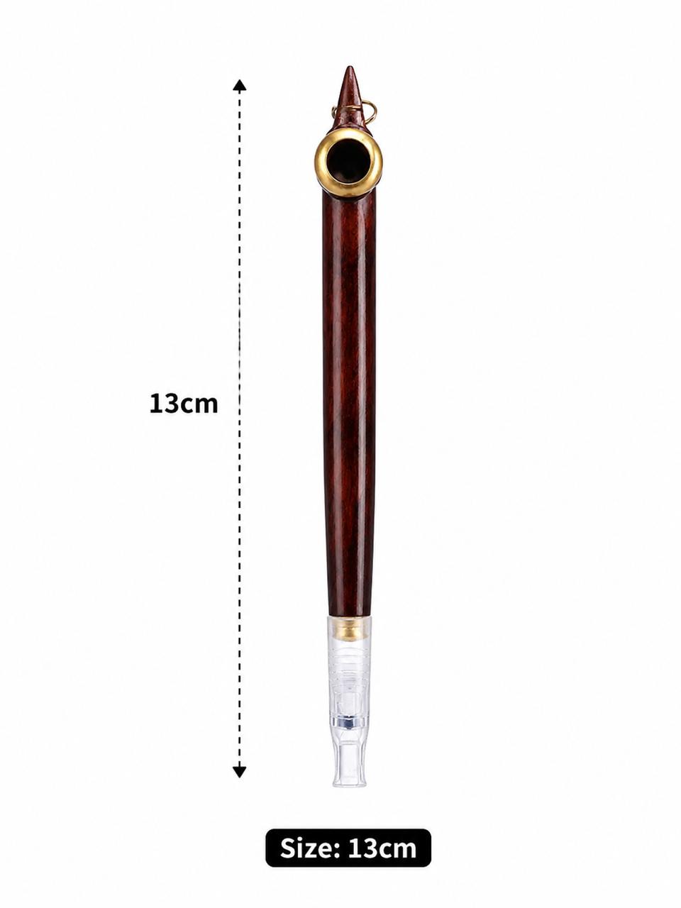 Handmade deep mahogany medwakh pipe and bottle set gold ring 13cm