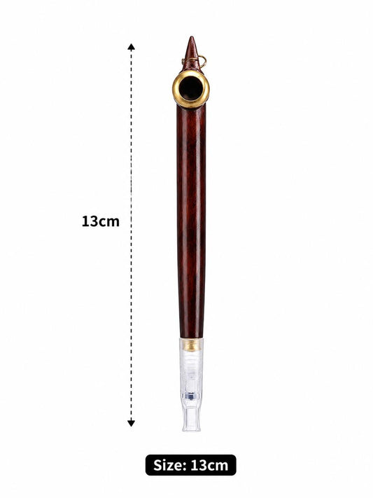Handmade deep mahogany medwakh pipe and bottle set gold ring 13cm