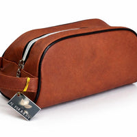 Classic brown leather medwakh pouch zip