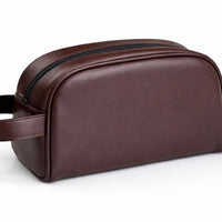 Dark brown leather medwakh pouch zip