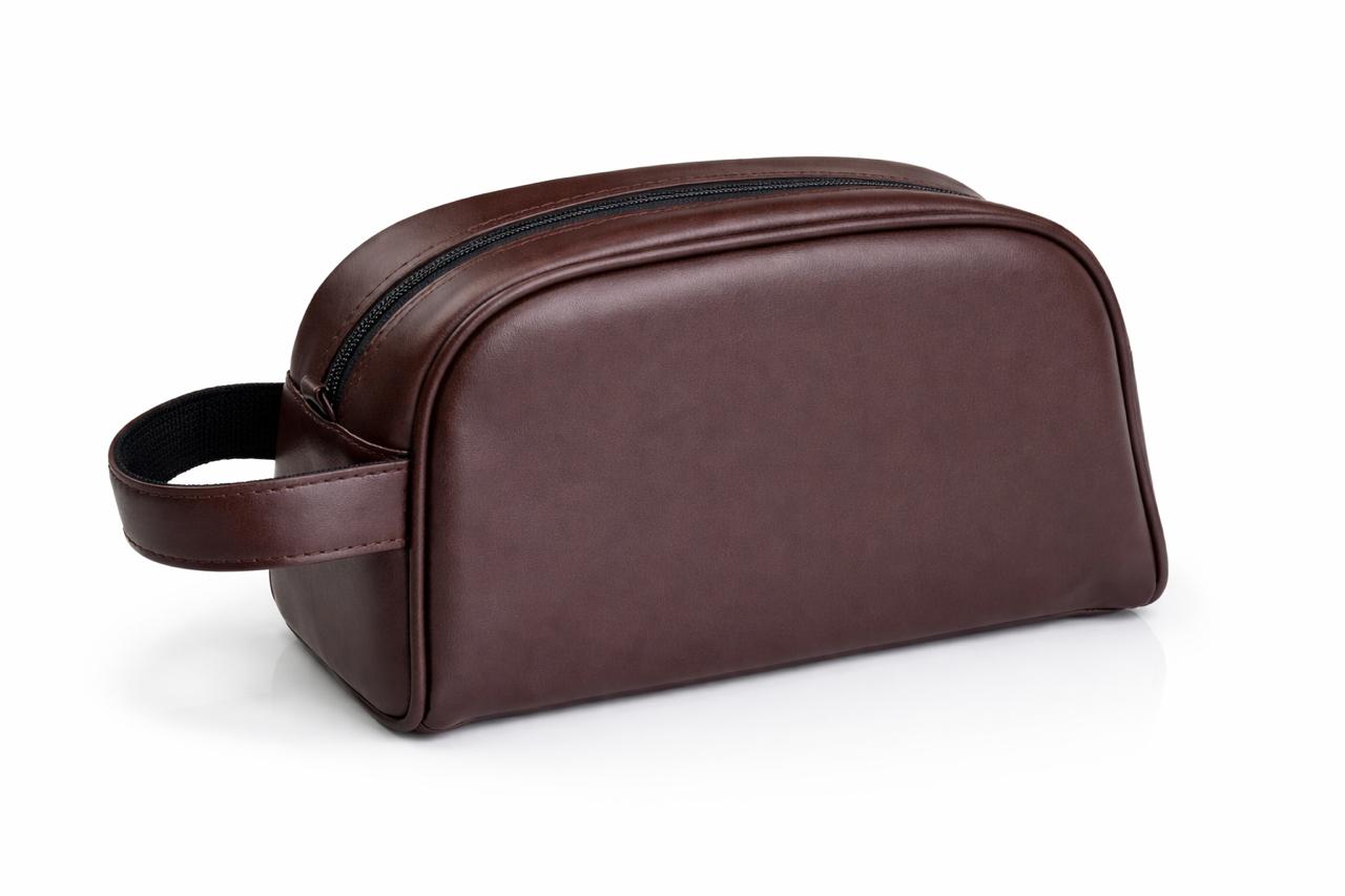 Dark brown leather medwakh pouch zip