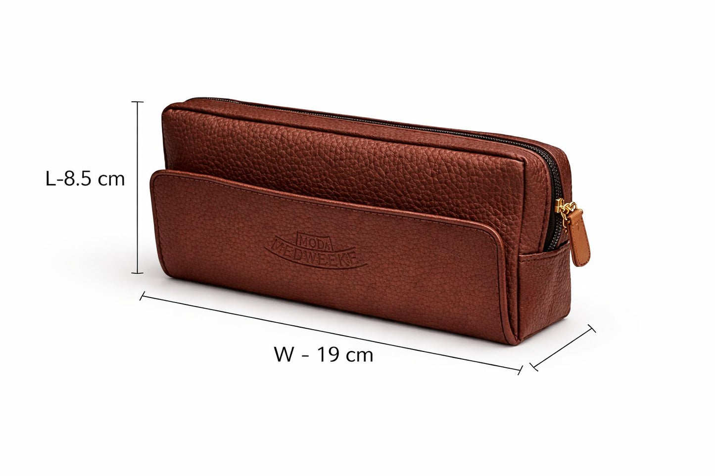 Moda leather medwakh bag multi-compartment gold hardware brown