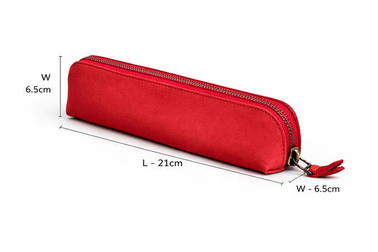 Genuine leather red medwakh pouch zip closure
