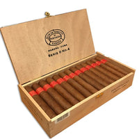 Open wooden box of cigars with visible branding on a white background. Vape Dokha UAE