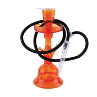 Orange Al fakher hookah with black hose on a white background . Vape Dokha UAE