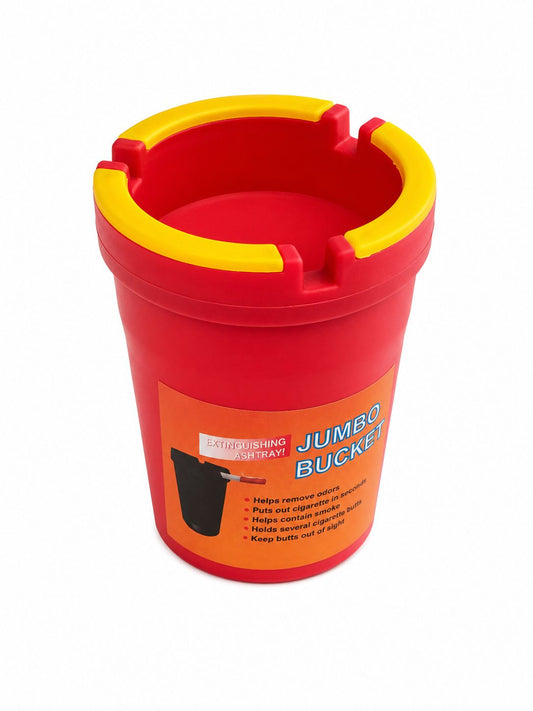 Jumbo self-extinguishing ashtray bucket with coloured rim