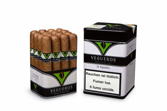 Pack of Vegueros cigars with a box on a white background .Vape Dokha UAE