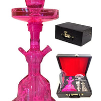 Pink Alfakher  hookah with black carrying case on a white background . Vape Dokha UAE