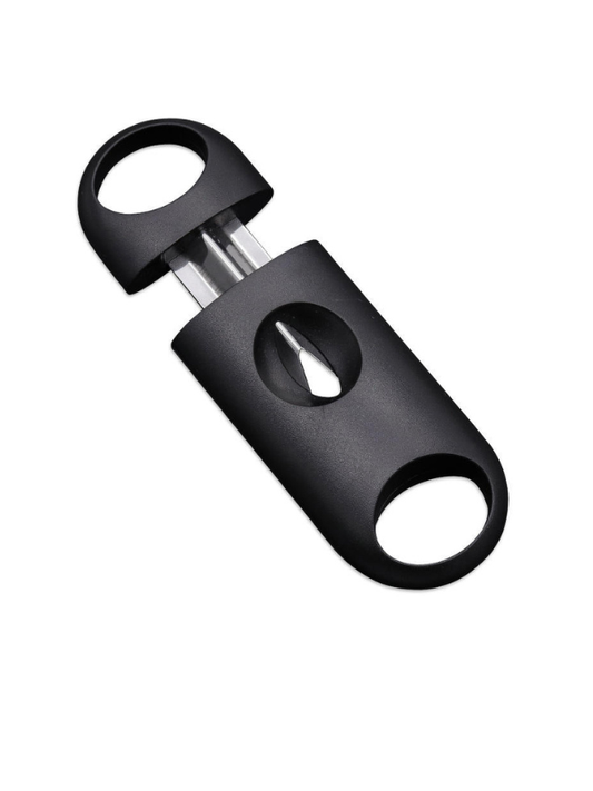 Premium double-blade cigar cutter in matte black – stainless-steel guillotine design for precision cigar cutting, available in UAE at Vape Dokha.