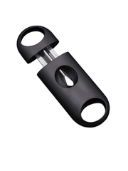 Premium double-blade cigar cutter in matte black – stainless-steel guillotine design for precision cigar cutting, available in UAE at Vape Dokha.