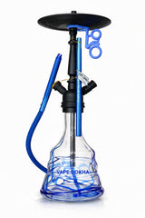 Blue Swirl Glass Hookah with Black Stem