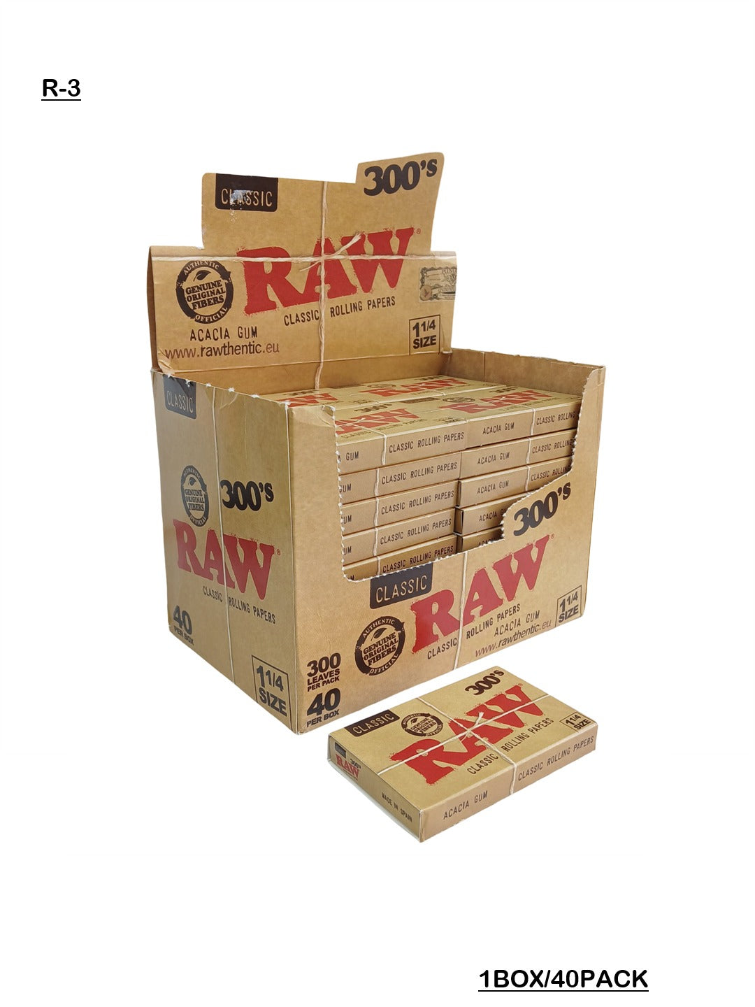 RAW_Classic_300's_1 1/4_Rolling_Papers_box_vape_dokha