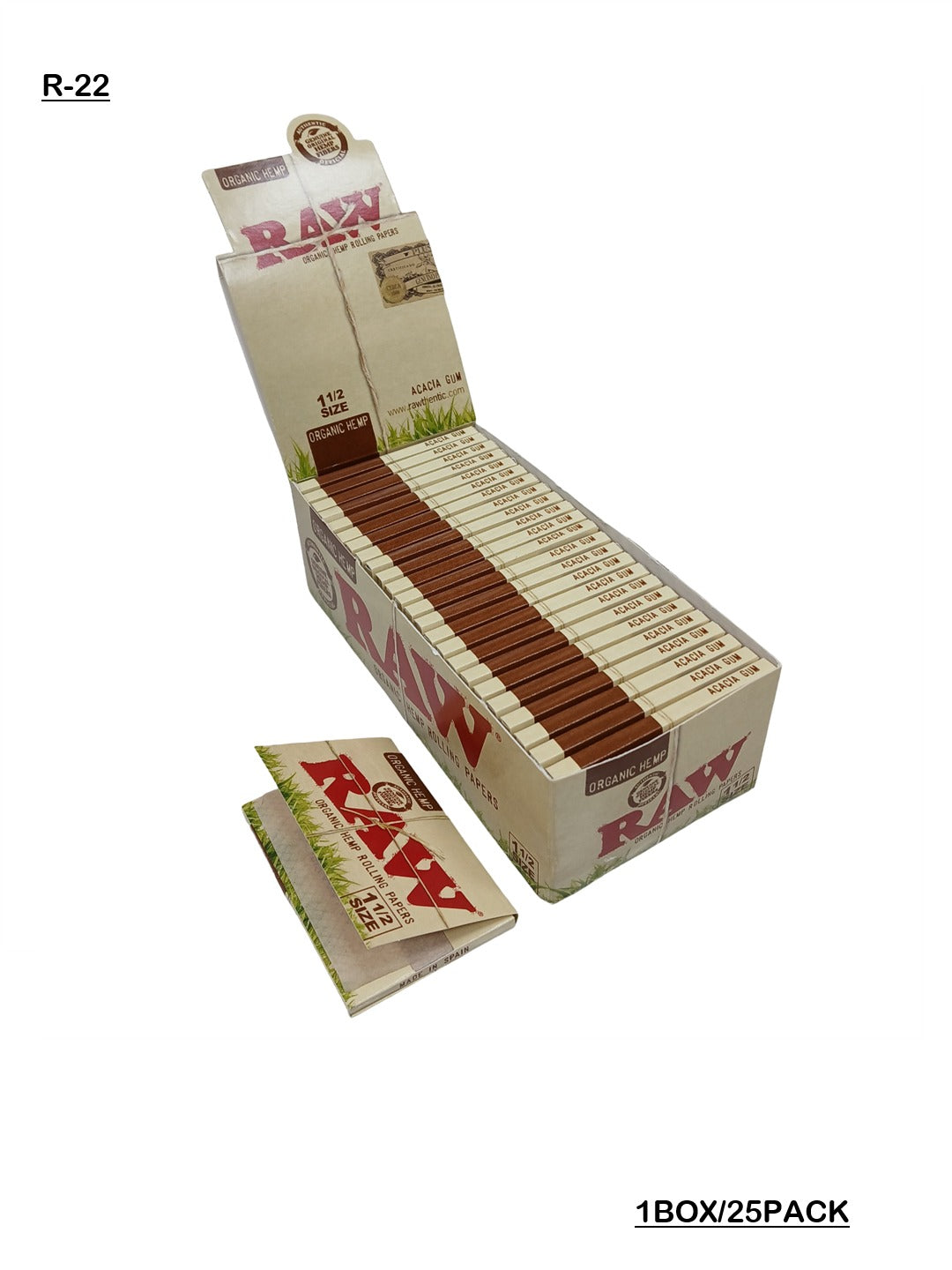 RAW_Organic_Hemp_1 1/2_Rolling_Papers_box_vape_dokha