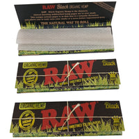 Raw Black Organic Hemp rolling papers on a white background