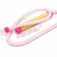 Pink and yellow spiral coil hookah hose