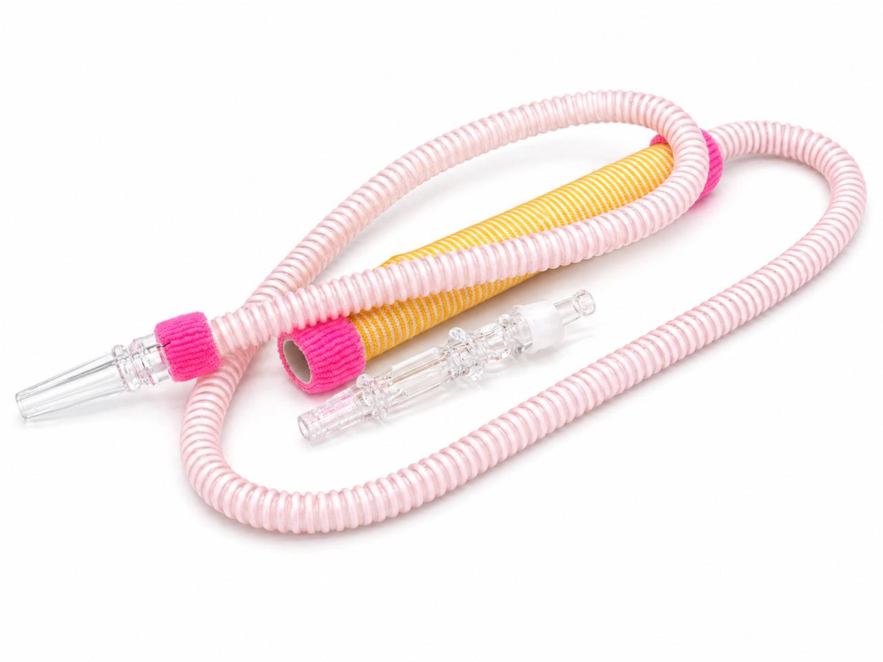 Pink and yellow spiral coil hookah hose