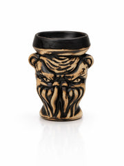 Handcrafted ceramic monster-face hookah bowl black and tan