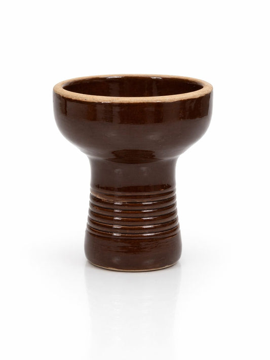 Glazed ceramic dark brown wide cup hookah bowl