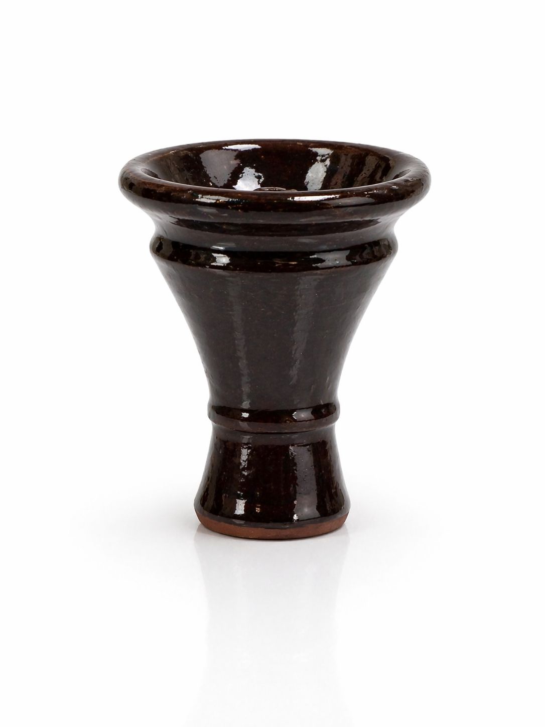 Glazed ceramic vortex funnel hookah bowl deep brown