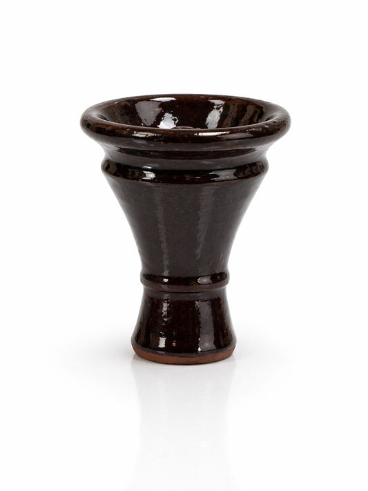 Glazed ceramic vortex funnel hookah bowl deep brown