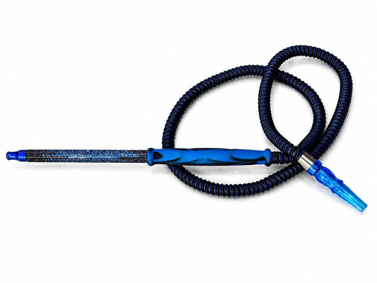 Spiral hookah hose with diamond crystal stem and marble acrylic handle grip