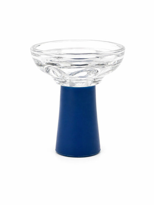 Crystal glass swirl funnel hookah bowl blue