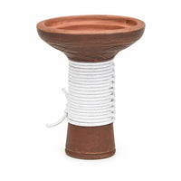 Clay terracotta rope-wrapped hookah bowl white