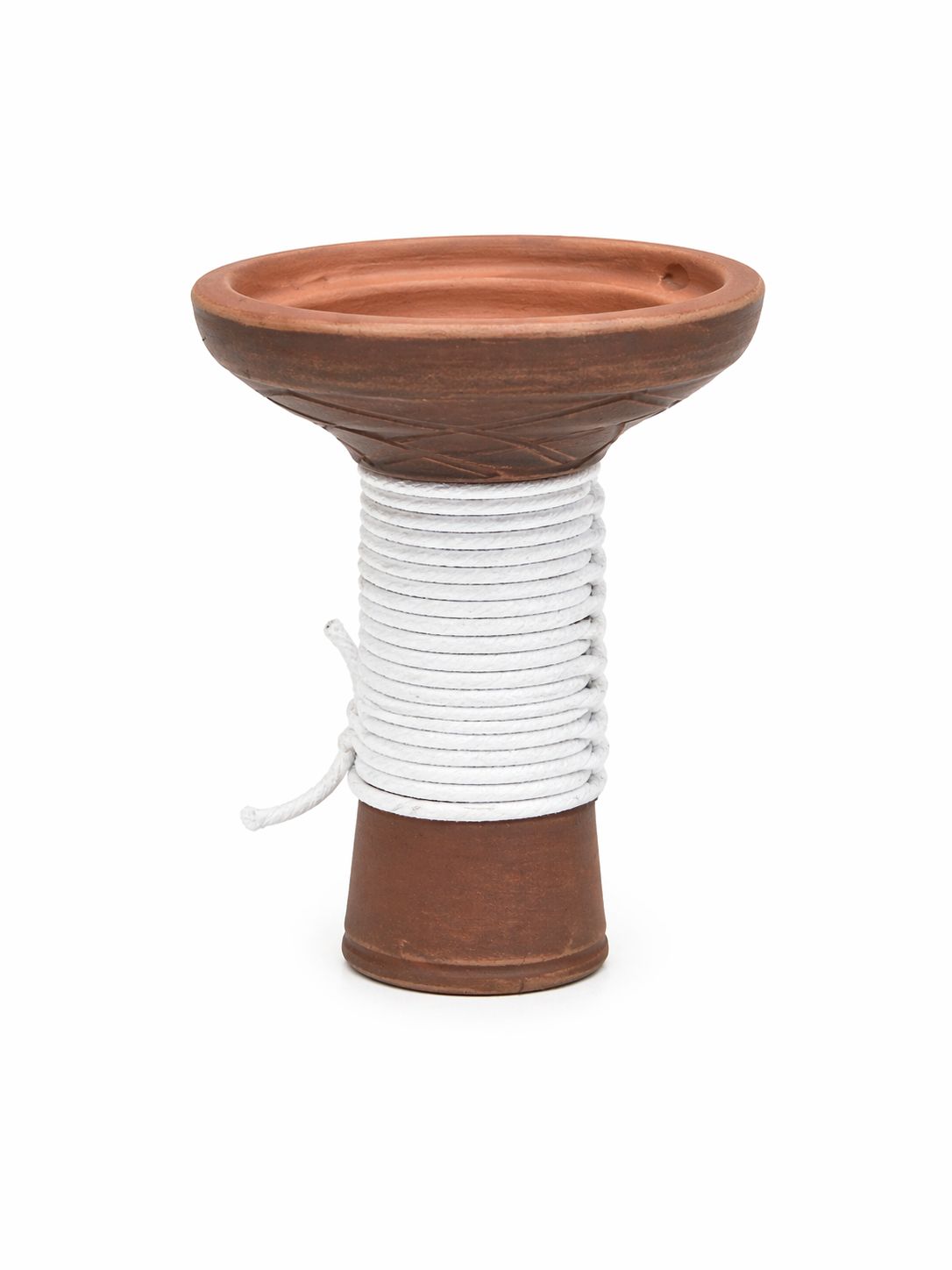 Clay terracotta rope-wrapped hookah bowl white