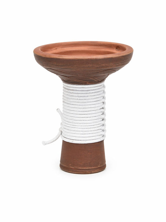 Clay terracotta rope-wrapped hookah bowl white