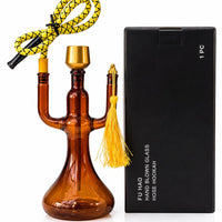 FU HAO glass shisha pipe with gold accents
