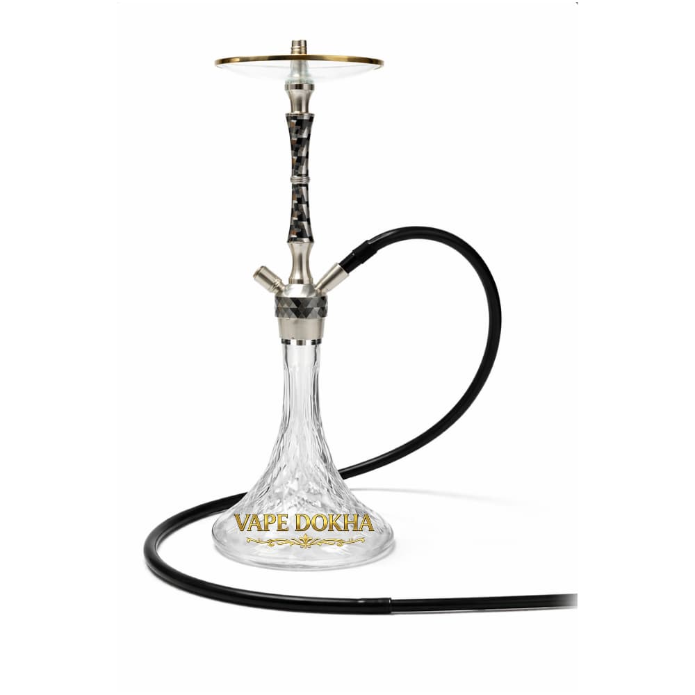 Black Carbon Alloy Hookah with Diamond-Cut Glass Base