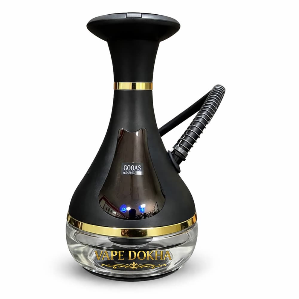 Black Smart Electric Hookah with LED and Glass Bowl