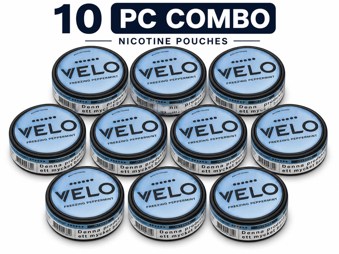 VELO nicotine pouches 10-can combo pack made in Sweden