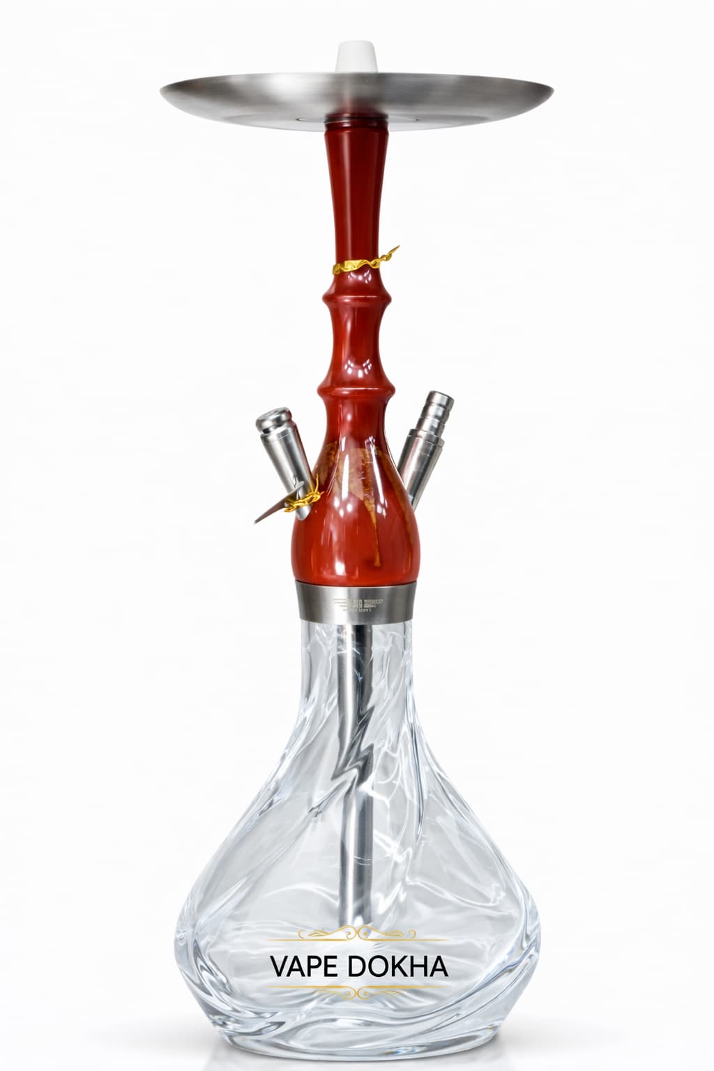 Burgundy & Chrome Multi-Port Hookah
