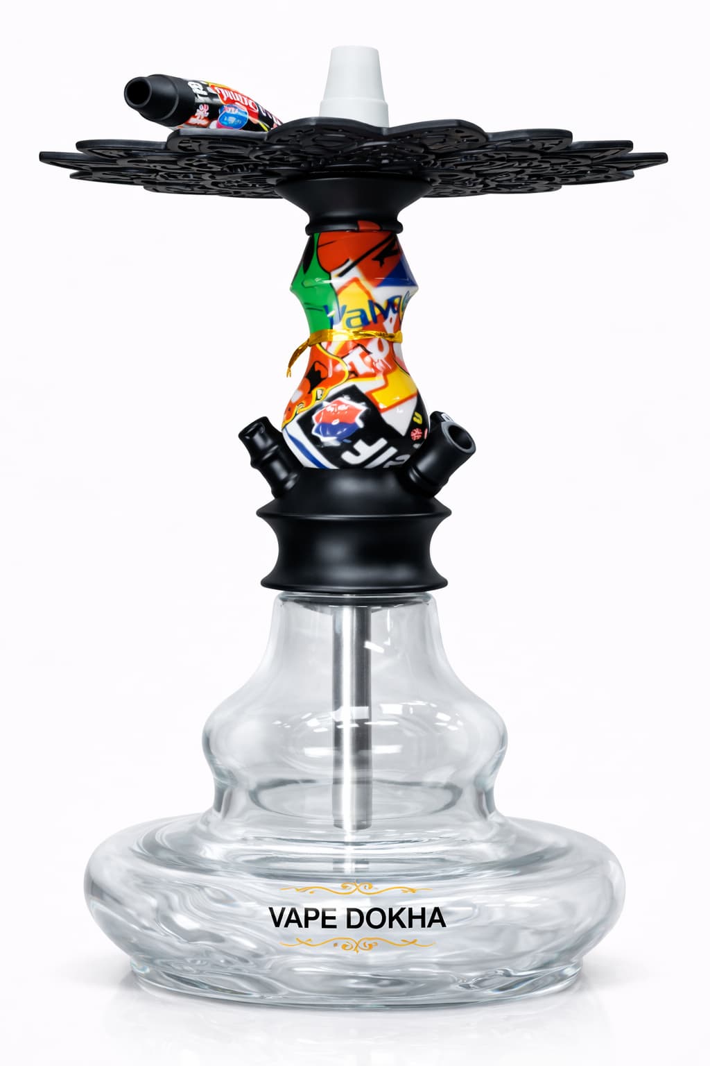 Vape Dokha with colorful mouthpiece on a white background Hookha 