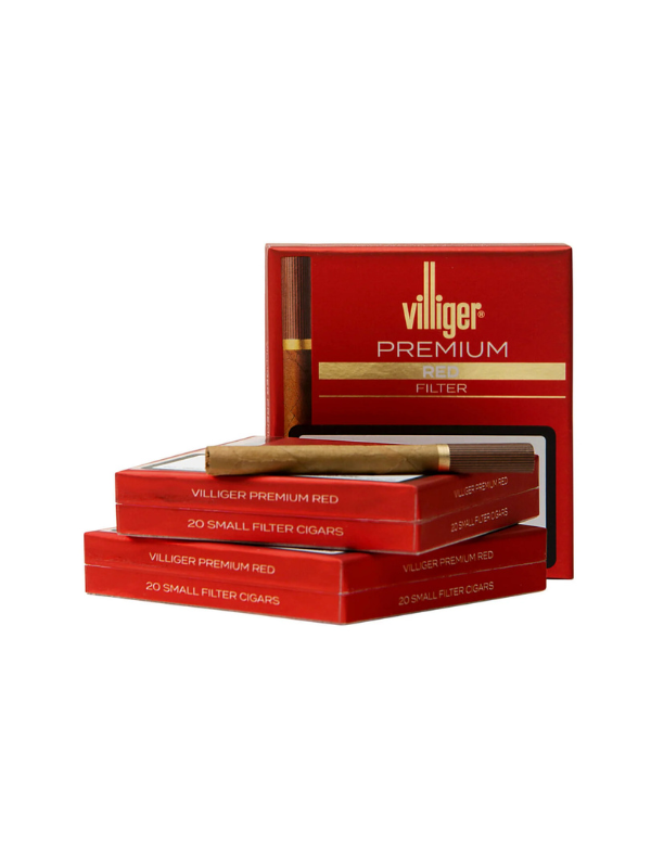 Villiger Premium red boxes of cigars on a white background. vape dokha