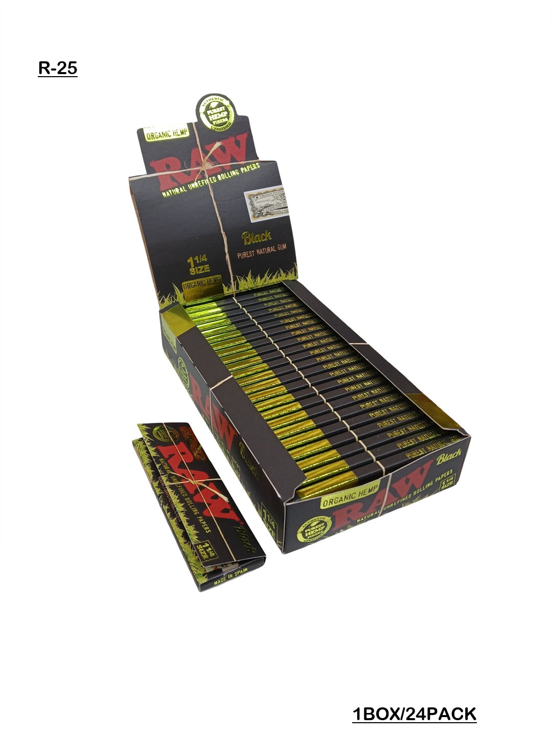 Raw Natural black rolling paper 1 1/4