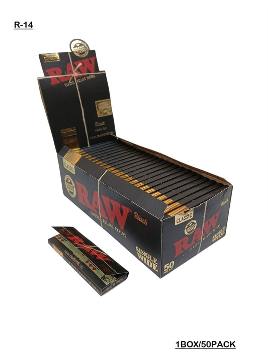 Raw classic black single wide rolling paper