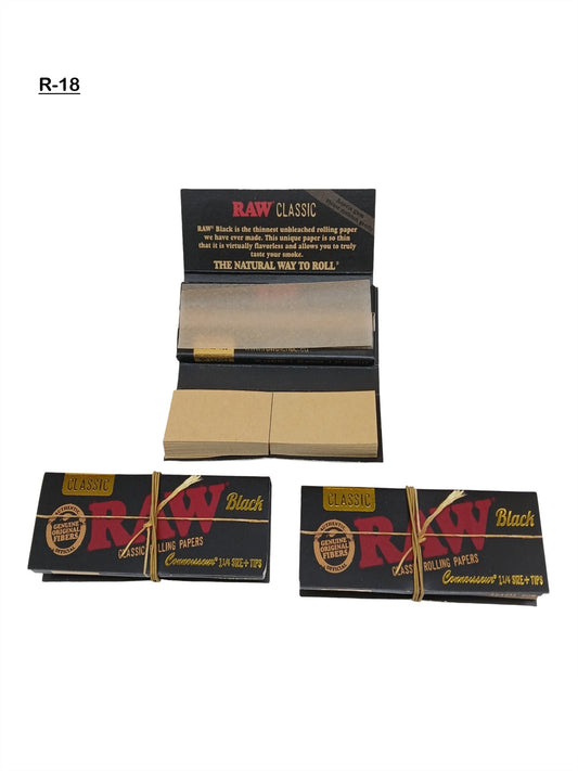 Raw black classic rolling paper+ tips
