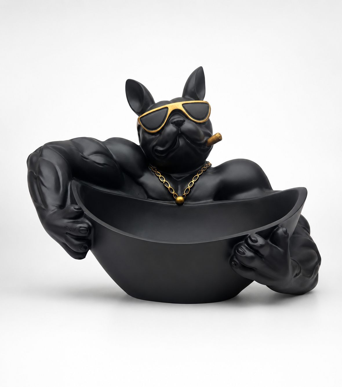 Luxury bulldog ashtray statue in resin