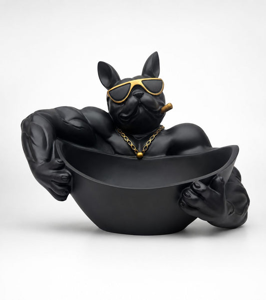 Luxury bulldog ashtray statue in resin