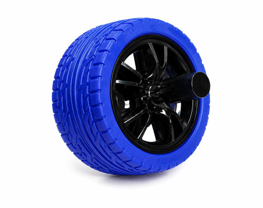 Car tyre spinning ashtray with racing wheel design and rotating lid