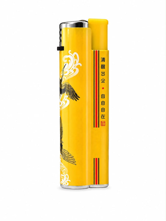 Clipper lighter with crane art design, full size refillable