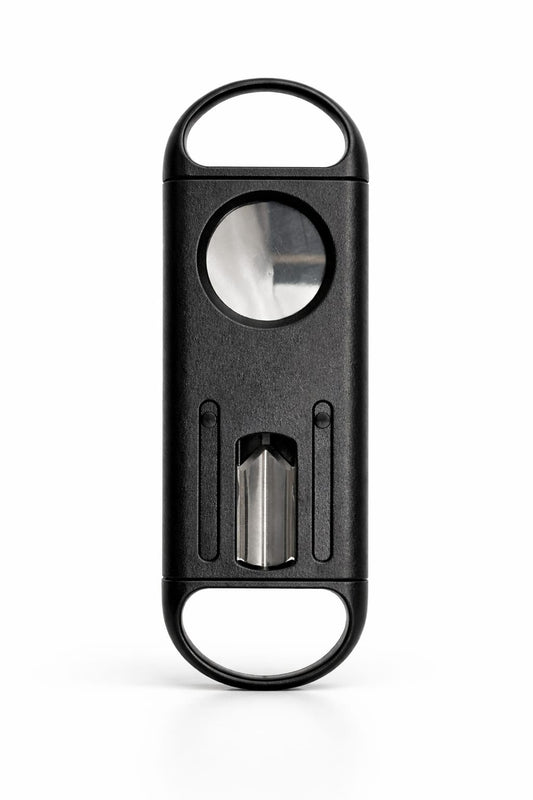 2-in-1 matte black cigar cutter with guillotine and V-cut
