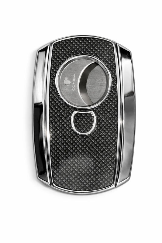 Cohiba carbon fibre guillotine cigar cutter with chrome finish