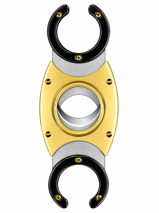 Luxury gold and black dual-blade ring cigar cutter