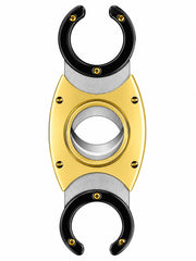 Luxury gold and black dual-blade ring cigar cutter